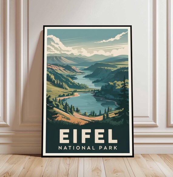 Eifel National Park Germany River Valley Vintage Travel Poster