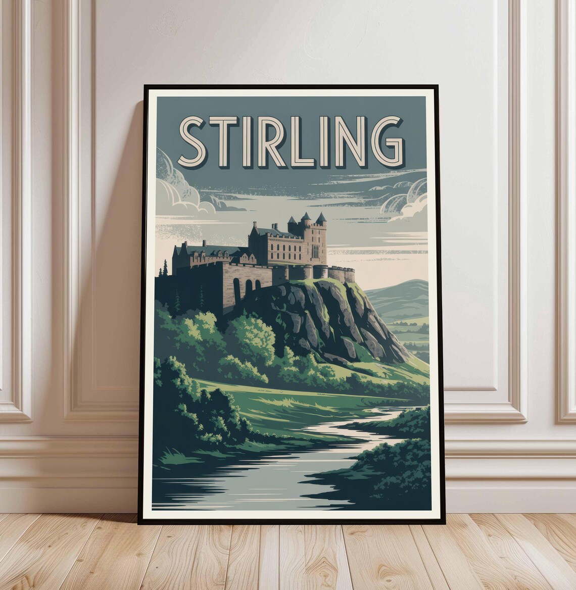 Stirling Scotland Vintage Travel Poster Castle on the Crag Art