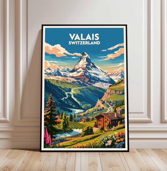 Valais Poster Colorful Print Wall Art Photo Decor Gift Travel Printvalaisposter