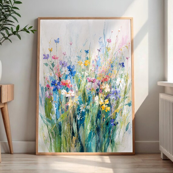 Abstract Wildflower Field Impressionistic Floral Meadow Painting Art Print