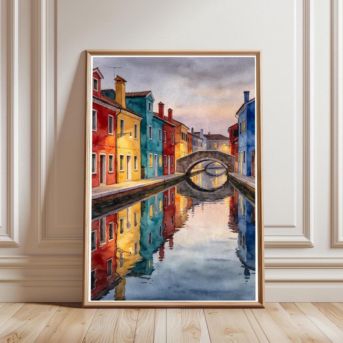 Venice Canal Watercolor Art Print, Cityscape
