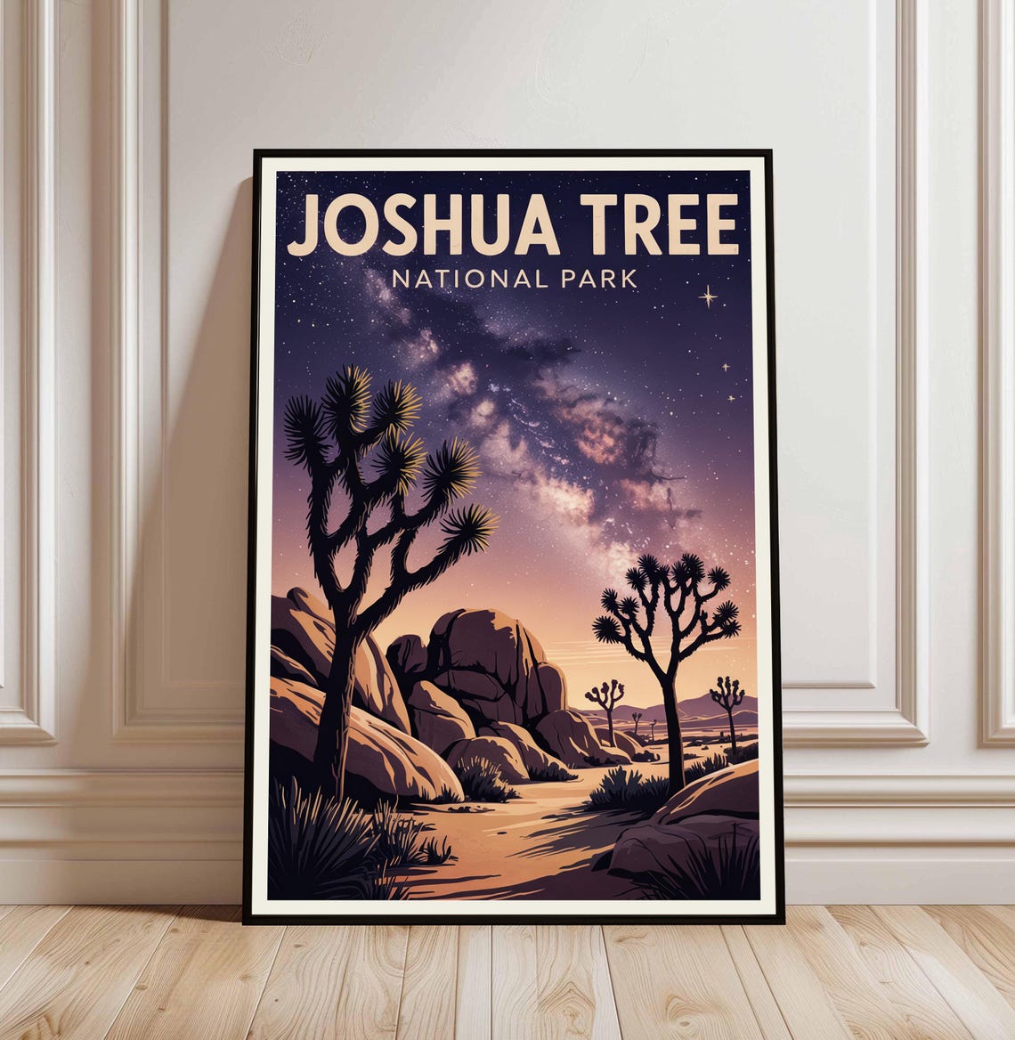 Joshua Tree National Park Night Sky Starry Desert Vintage Poster