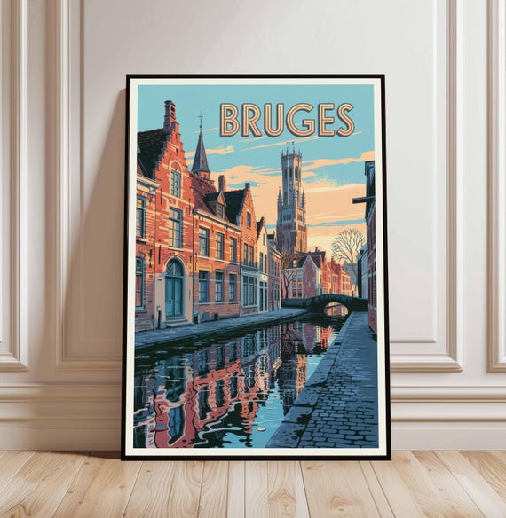 Bruges City Travel Print Belgium Poster Wall Art Decor