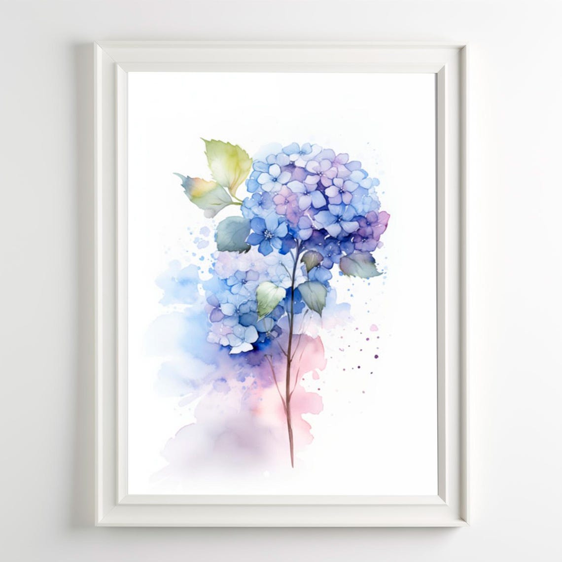 Blue Hydrangea Watercolor Botanical Floral Minimalist Wall Art