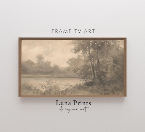 Muted Lake Landscape Vintage Nature Scene Art Print