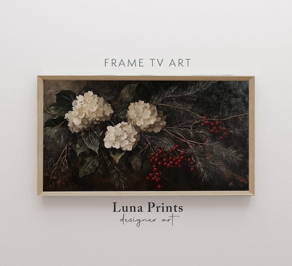 Winter Floral Botanical Christmas Vintage Holiday Art Print