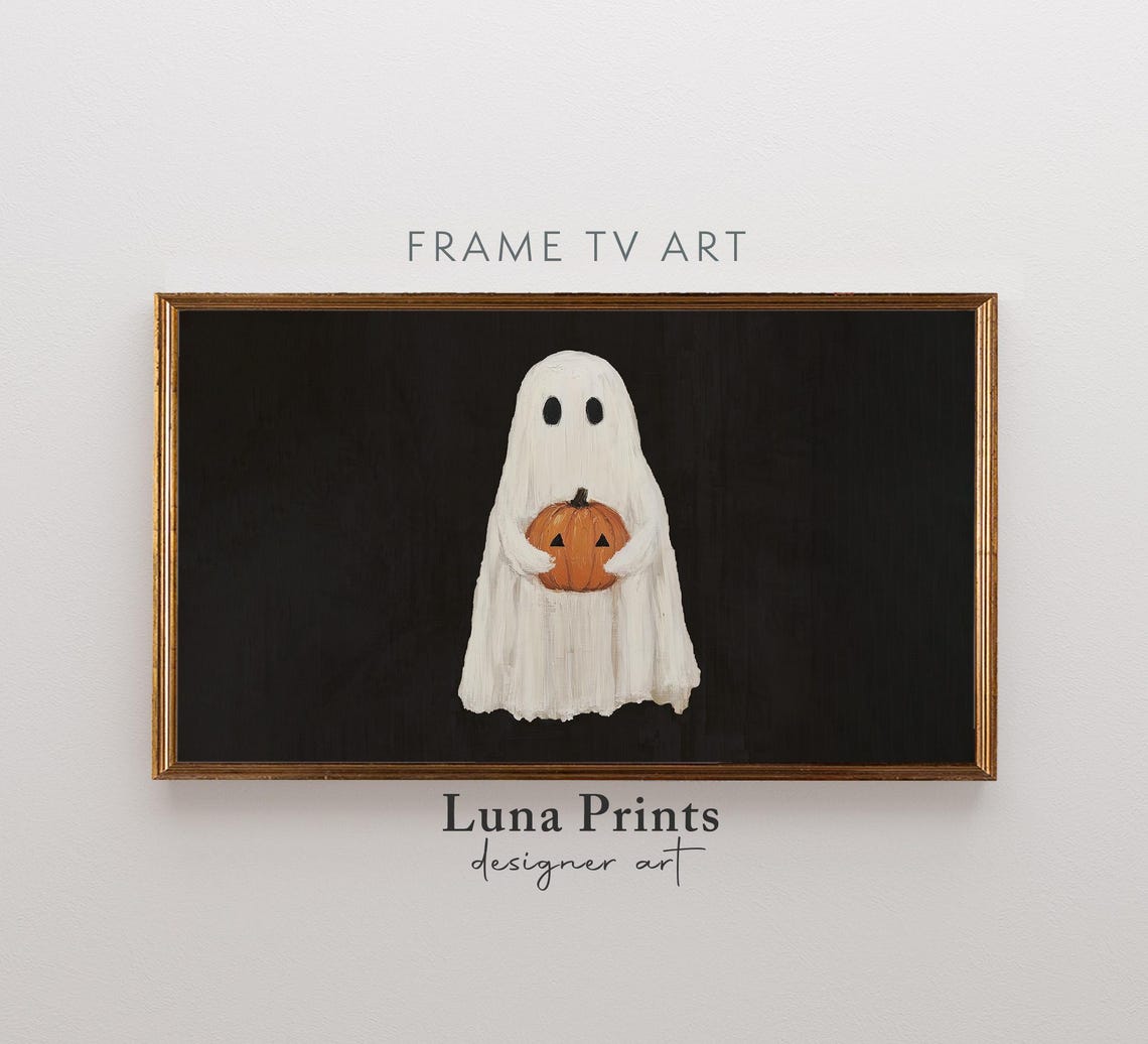 Modern Pumpkin Halloween Art Print, Neutral Decor