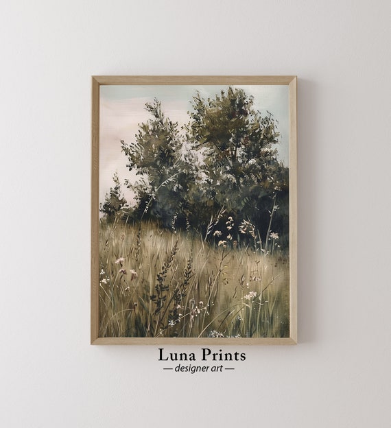 Forest Field Landscape Vintage Art Print