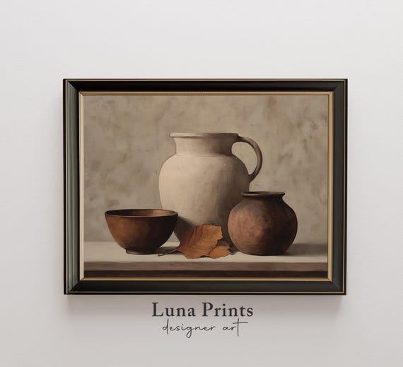 Neutral Fall Still Life Art Print, Rustic Autumn