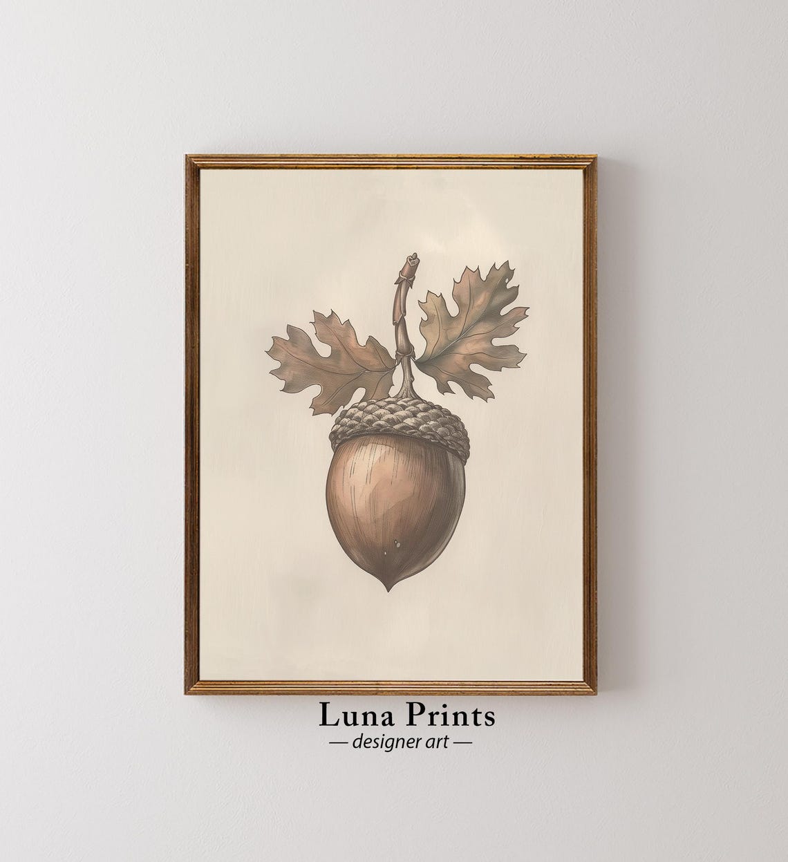 Vintage Acorn Illustration Art Botanical Artwork Fall Kitchen