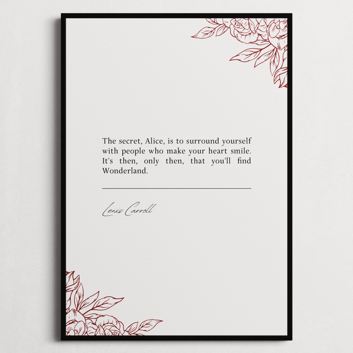 Lewis Carroll Alice In Wonderland Heart Smile Minimalist Quote Print - Image 5