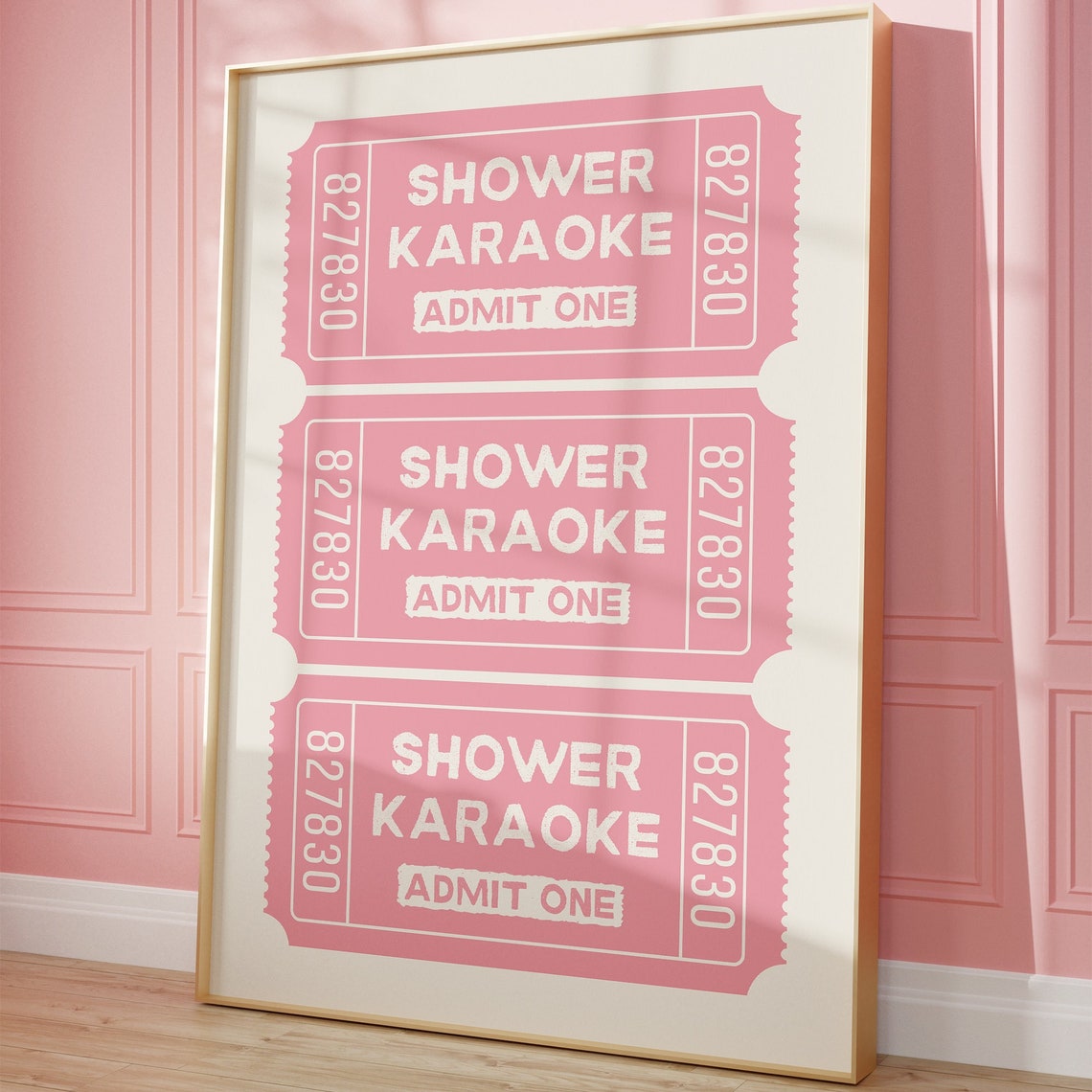 Shower Karaoke Admit One Pink Retro Ticket Bathroom Style Poster - Image 3