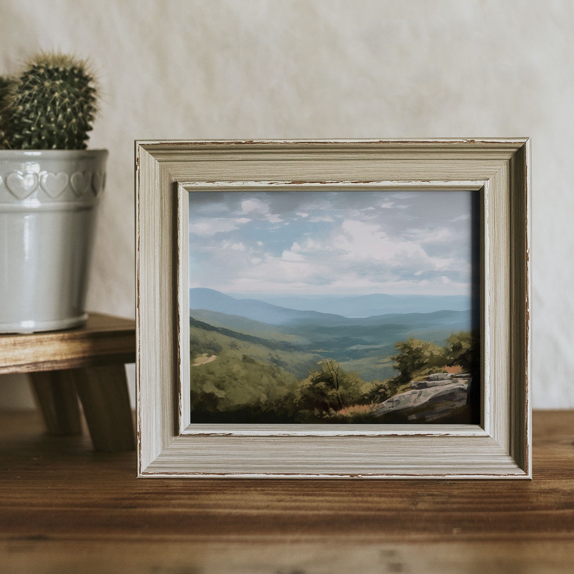 Blue Ridge Parkway Vintage Oil Painting Art Print - Image 2