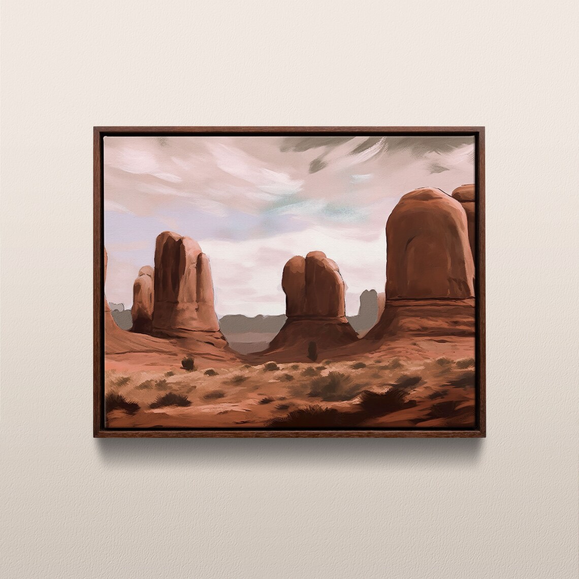 Arches National Park Vintage Oil Painting, Utah USA