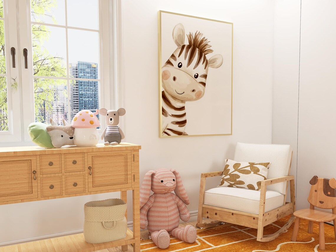 Adorable Baby Zebra Watercolor Safari Nursery Room Animal Poster - Image 2