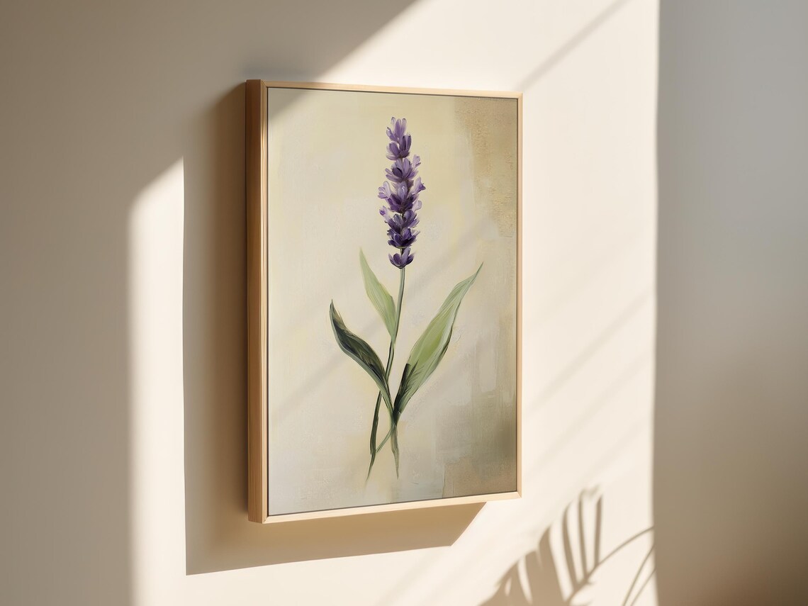 Single Lavender Sprig Minimalist Botanical Watercolor Poster - Image 2