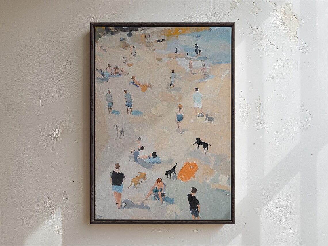 Happy Beach Day with Playful Dogs on the Coastal Summer Art Poster - Image 3