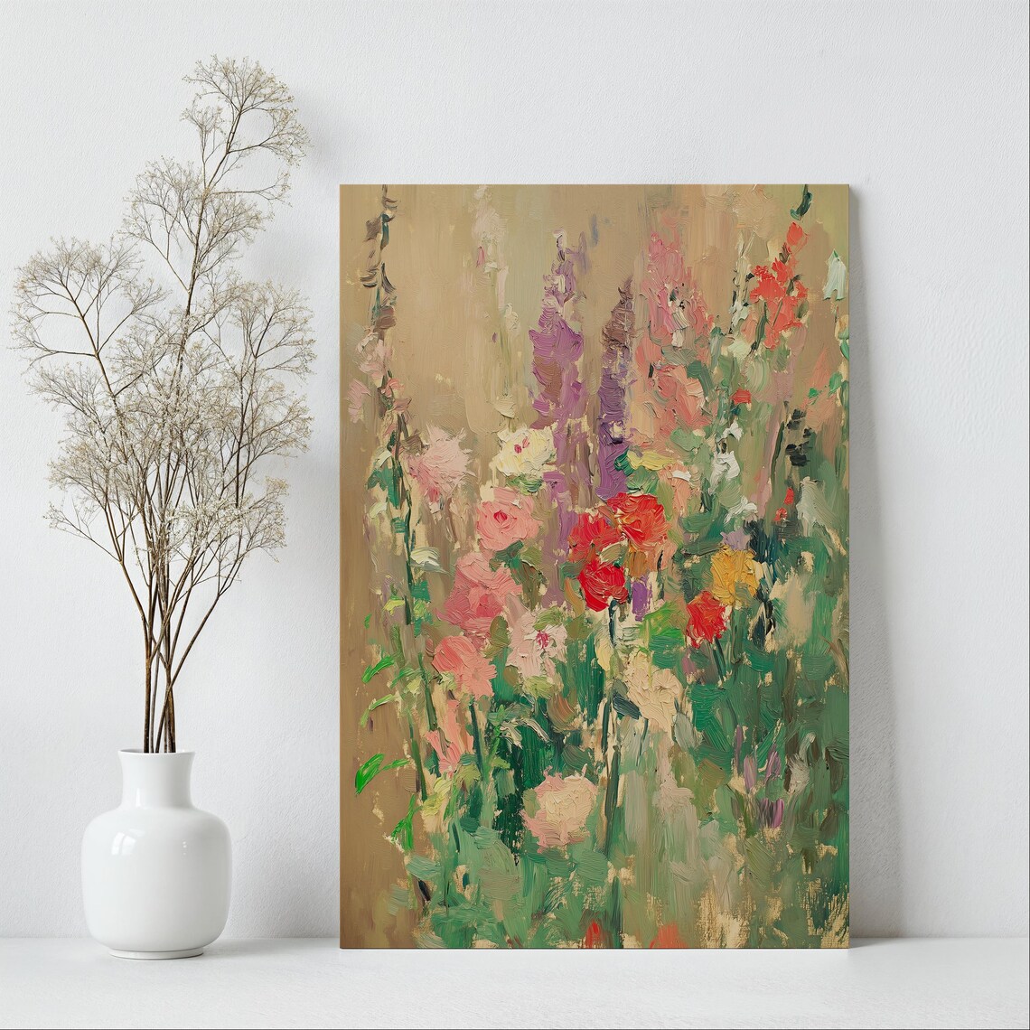 Impressionist Summer Flower Garden in Full Bloom Artwork Poster