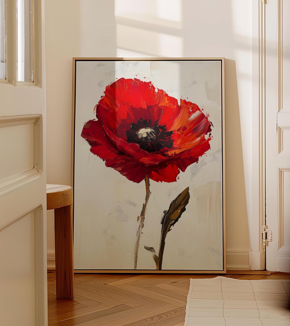 Red Poppy Wall Art Poppy Painting Print Floral Modern Art Modern Botanical Painting Elegant Flowers Wall Decor Red Floral Painting - Image 5