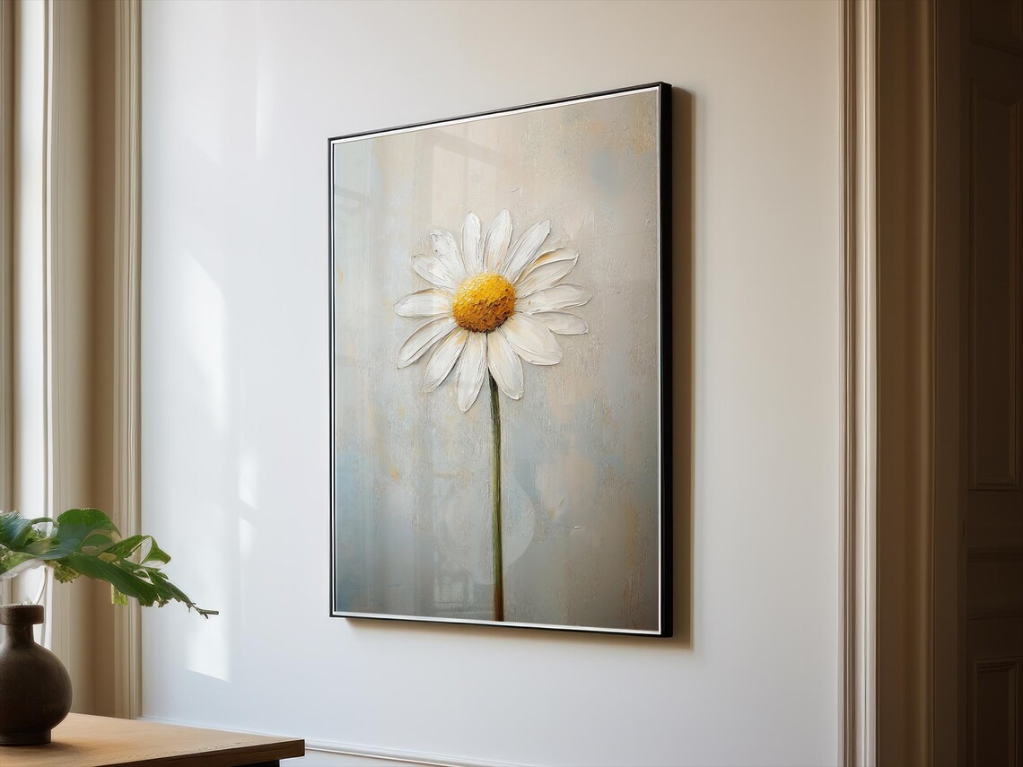 Daisy Painting, Minimalist Floral Wall Art Print - Image 2