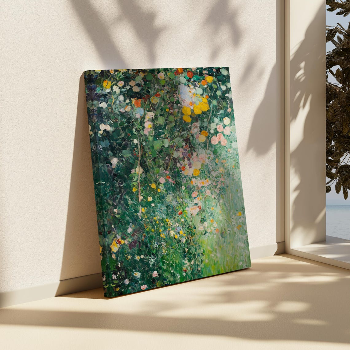 Climbing Roses on a Stone Garden Wall Impressionist Floral Poster - Image 2
