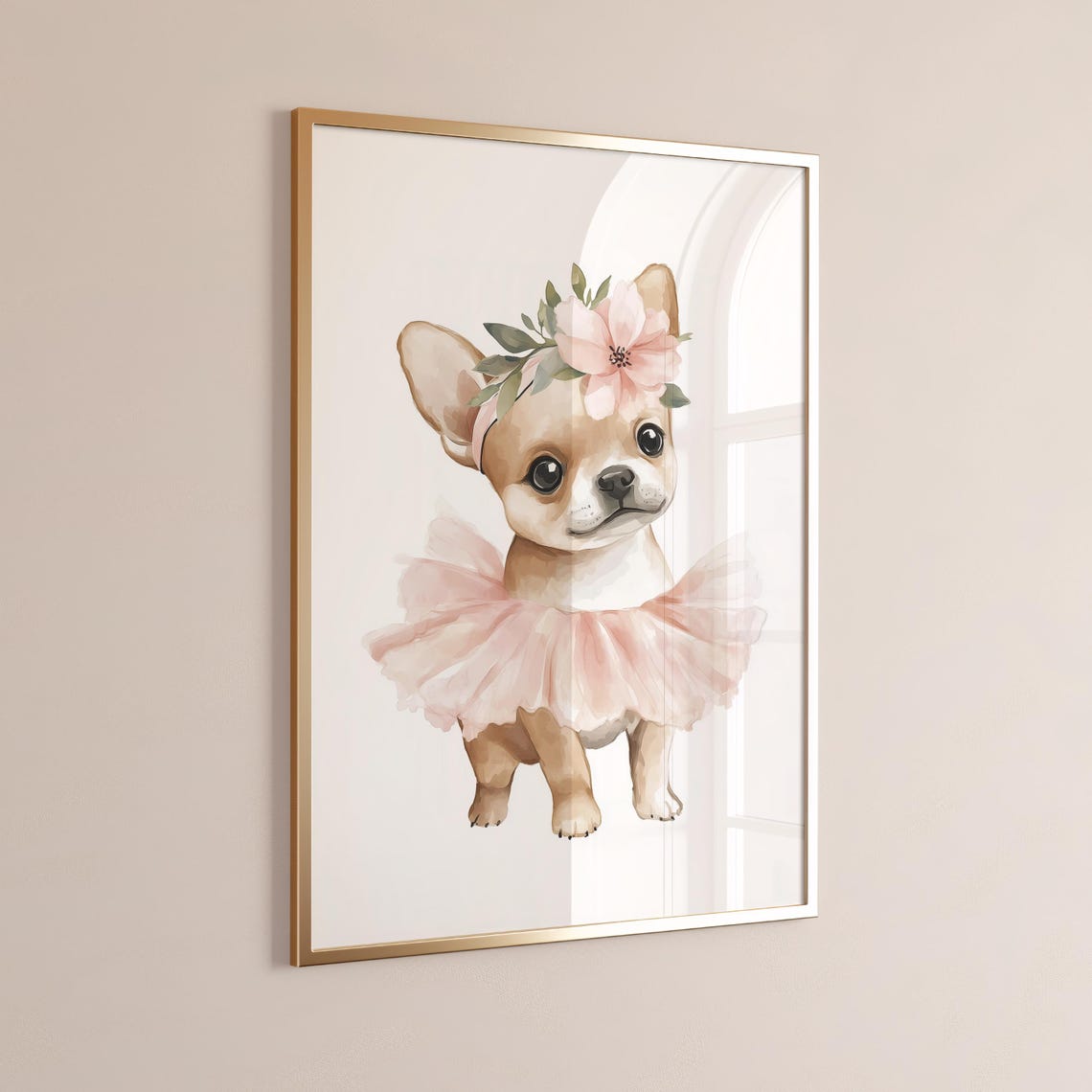 Watercolor Puppy Dog Wall Art Ballet Puppy Wall Decor Pink Tutu Puppy Art Ballerina Puppy Art Trendy Print For Kid Nursery Decor - Image 2
