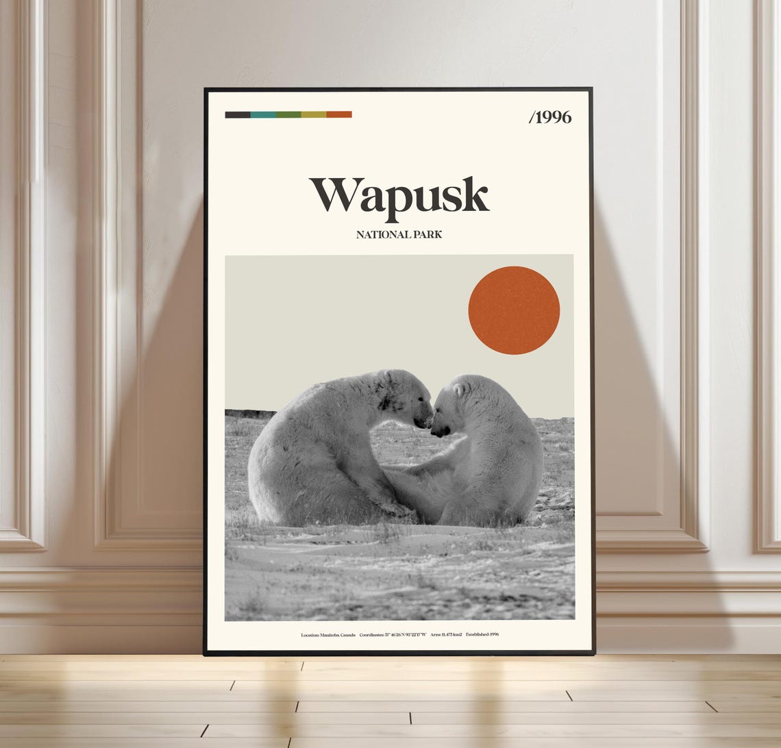 Wapusk National Park Canada Polar Bears Minimalist Travel Poster