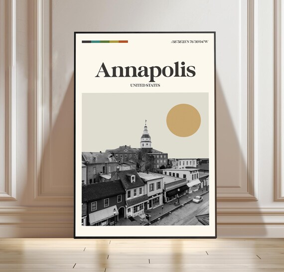 Annapolis Maryland Historic Downtown Retro Travel Poster Art