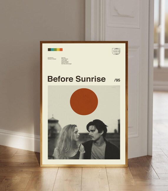 Before Sunrise 1995 Ethan Hawke Minimalist Retro Movie Fan Art Poster