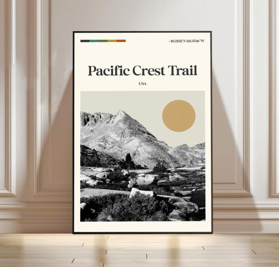 Pacific Crest Trail Poster United States Travel Landscape Print Art Mountain