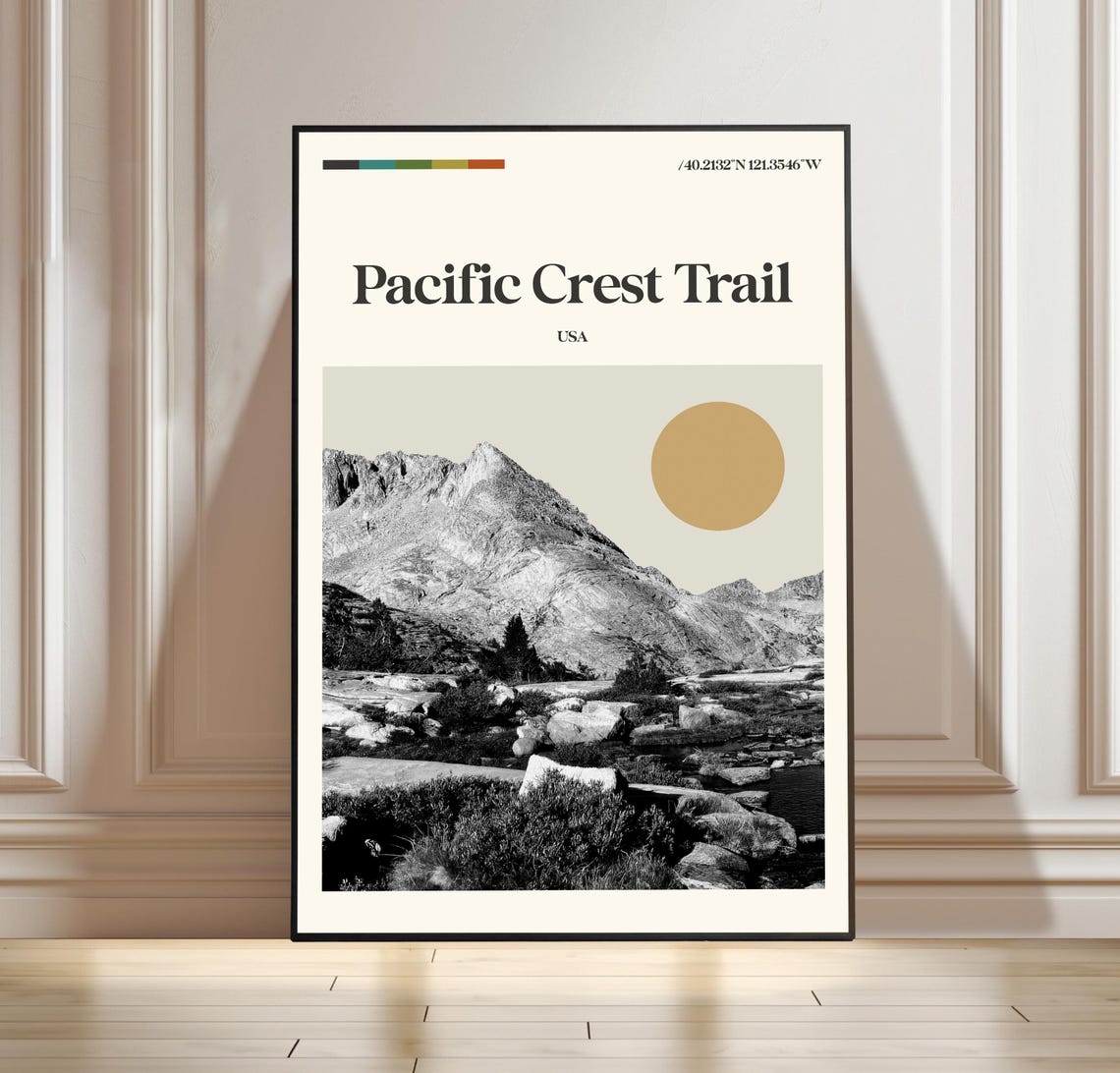 Pacific Crest Trail Poster United States Travel Landscape Print Art Mountain