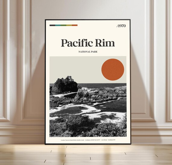 Pacific Rim National Park 1970 Vancouver Island Retro Travel Poster