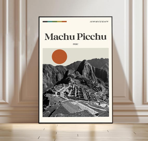 Machu Picchu Poster Peru Travel Print Art Landscape Nature Adventure