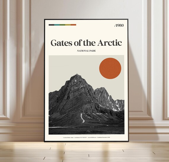 Gates of the Arctic National Park Alaska Mountain Black White Travel Poster