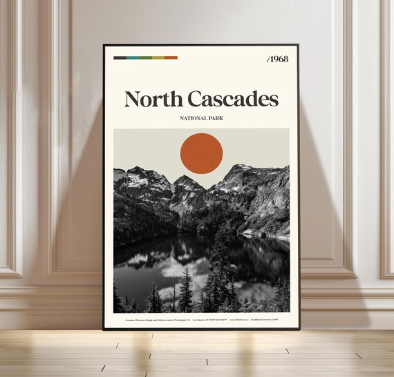 North Cascades National Park 1968 Retro Minimalist Travel Poster