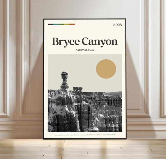 Bryce Canyon National Park Utah Hoodoos 1928 Vintage Travel Poster