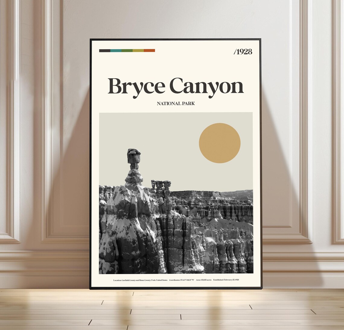 Bryce Canyon National Park Utah Hoodoos 1928 Vintage Travel Poster