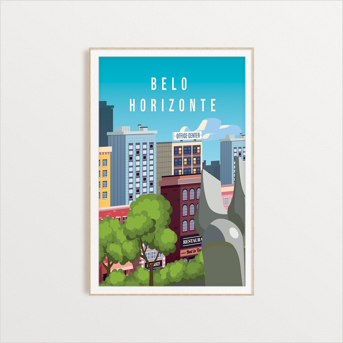 Belo Horizonte Vintage Travel Art Brazilian City Skyline Poster - Image 2