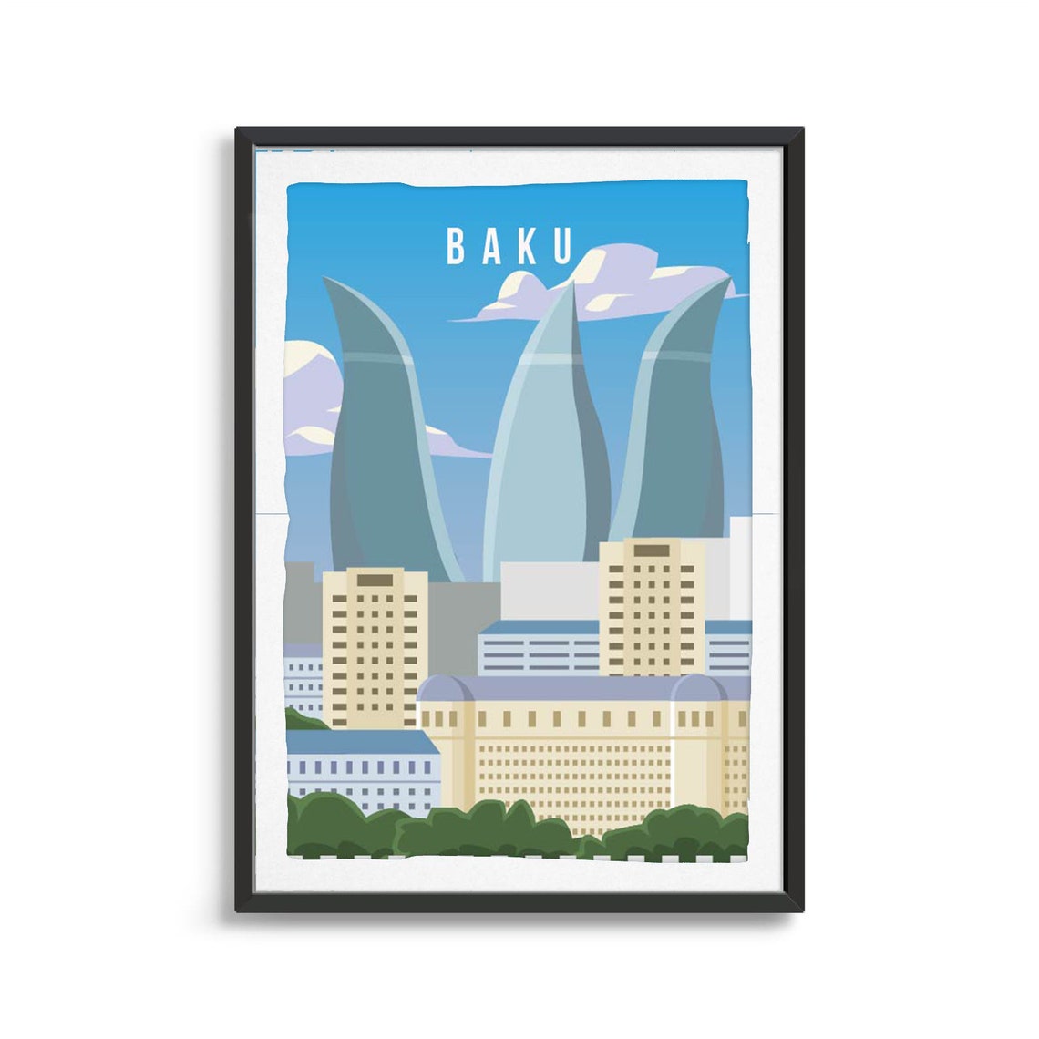 Baku City Poster City Art City Wall Art City Print City Poster City Print Travel Gift Travel Illustration