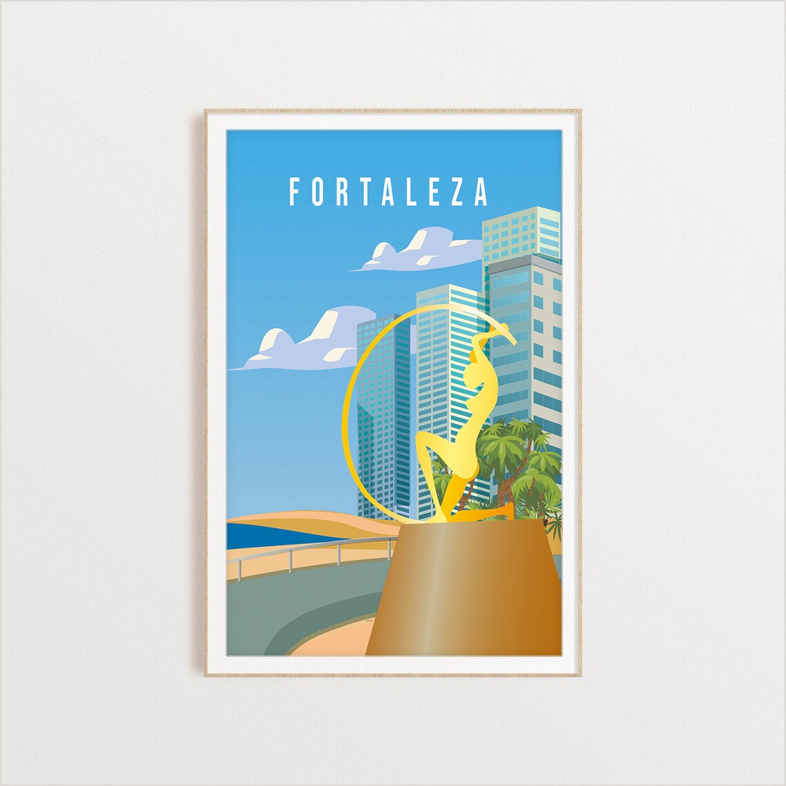 Fortaleza City Travel Poster, City Illustration