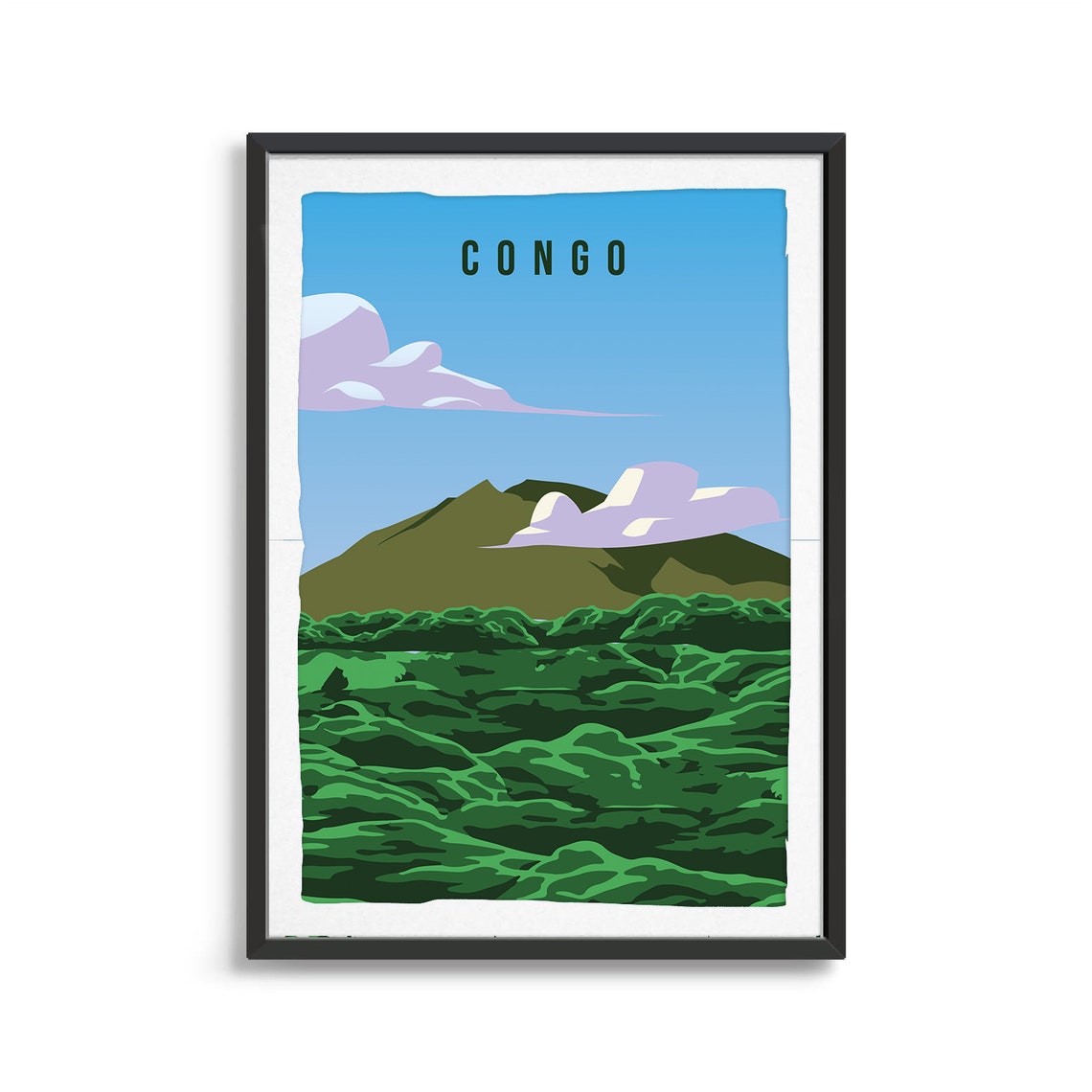 Congo Vintage Travel Art Green Mountain Jungle Canopy Poster - Image 2