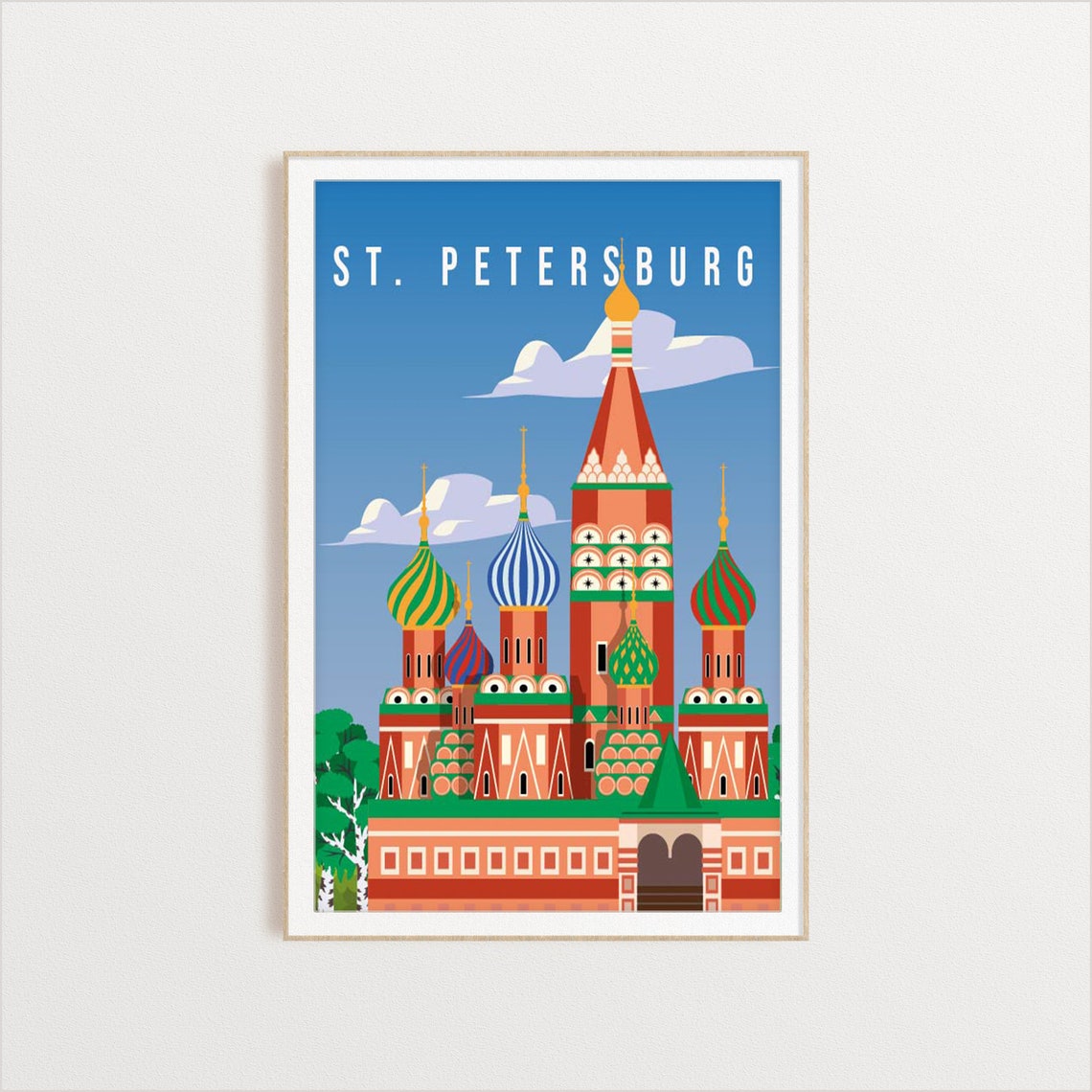St Petersburg Onion Dome Cathedral Bright Blue Sky Travel Poster - Image 2