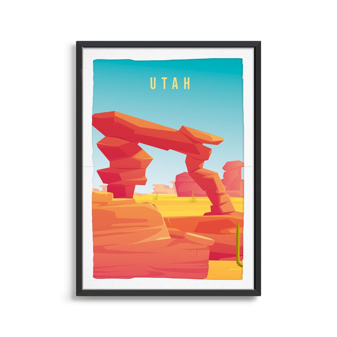 Utah Red Rock Desert Arch Southwest Landscape Vintage Travel Poster