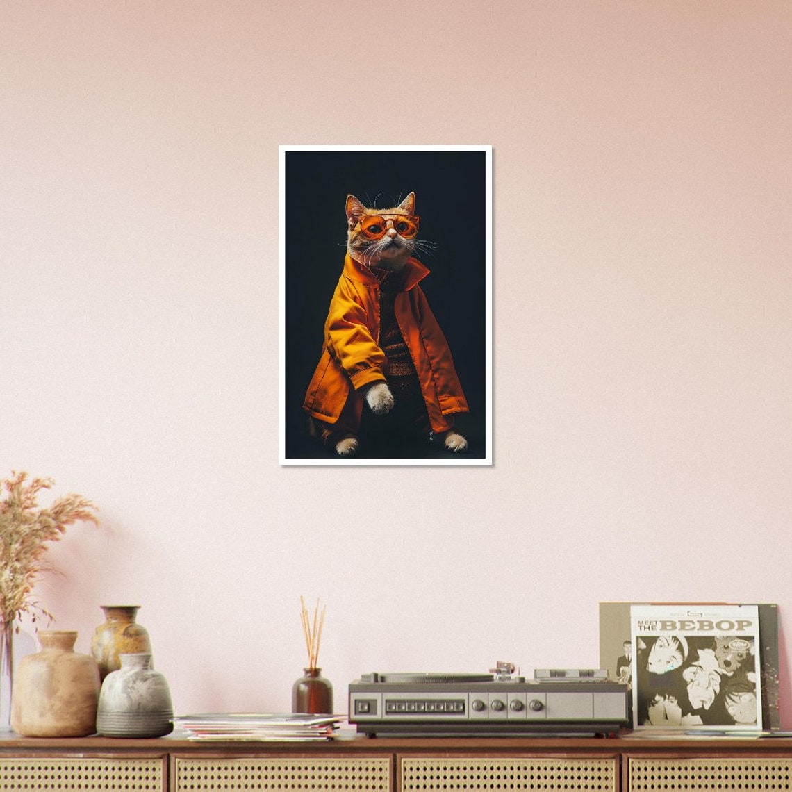 Cool Cat In Orange Jacket And Sunglasses Fashion Wall Poster - Image 3
