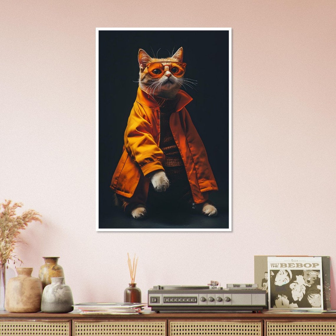 Cool Cat In Orange Jacket And Sunglasses Fashion Wall Poster - Image 4