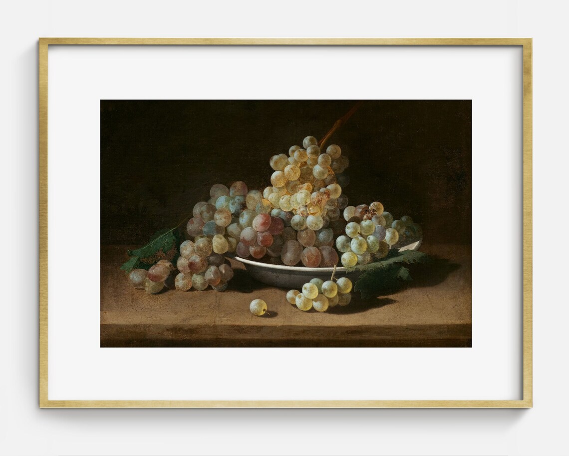 Vintage Fruit Still Life Oil Painting Print Moody Still Life Kitchen Wall Art - Image 2