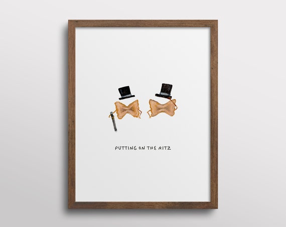 Whimsical Dancing Bowtie Pasta Kitchen Art Print