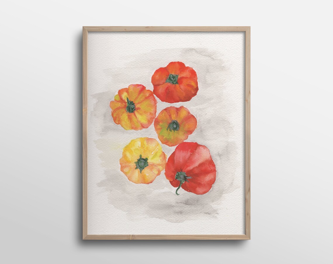 Heirloom Tomato Still Life Watercolor Art Print