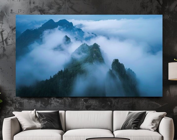 Fog Over Mountain Nature Luxury Design Print Picture Home Decor Wall Art Gift Room Decor Ready To Hang