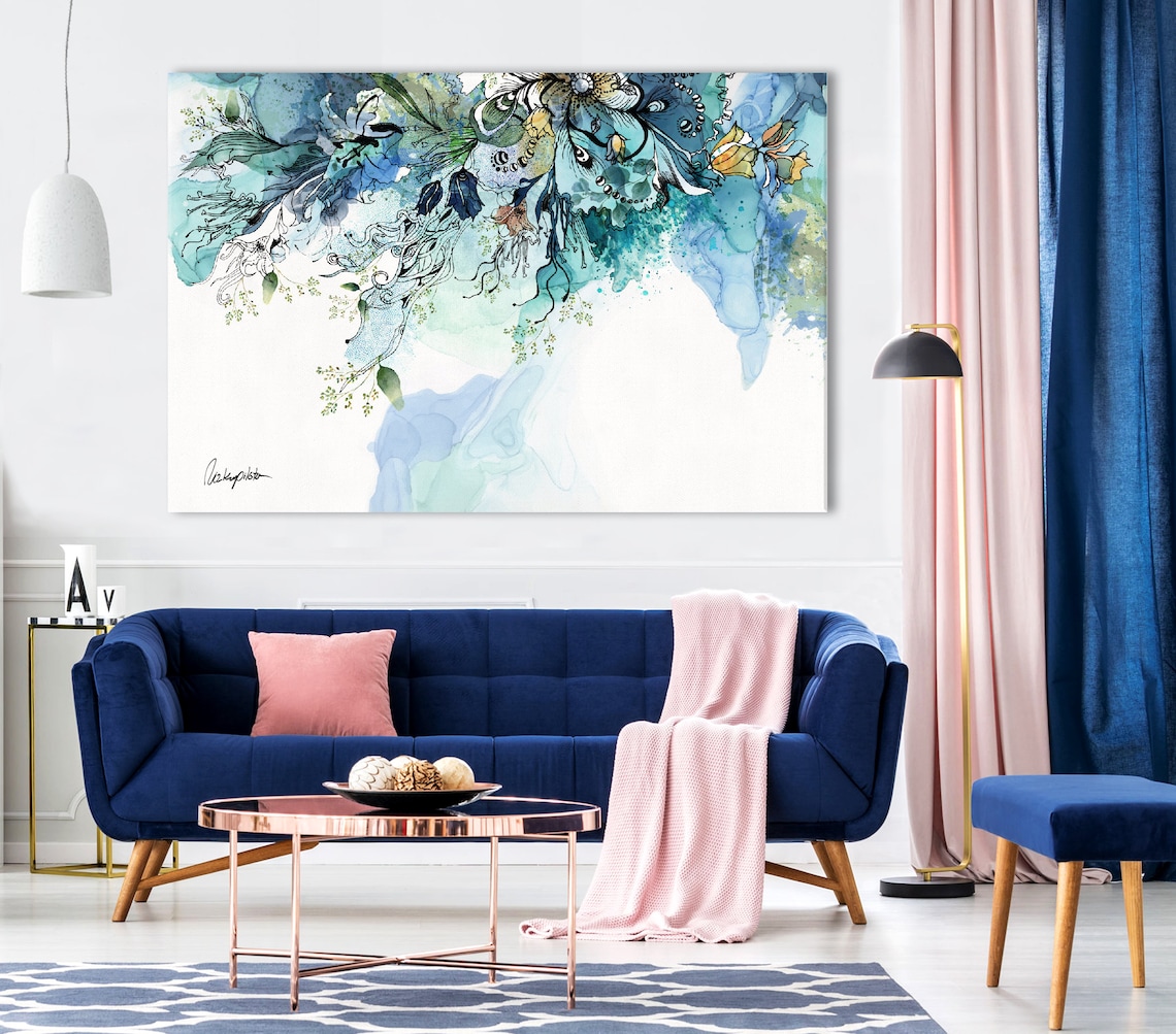 Blue Abstract Art, Extra Large Wall Art Print - Image 2
